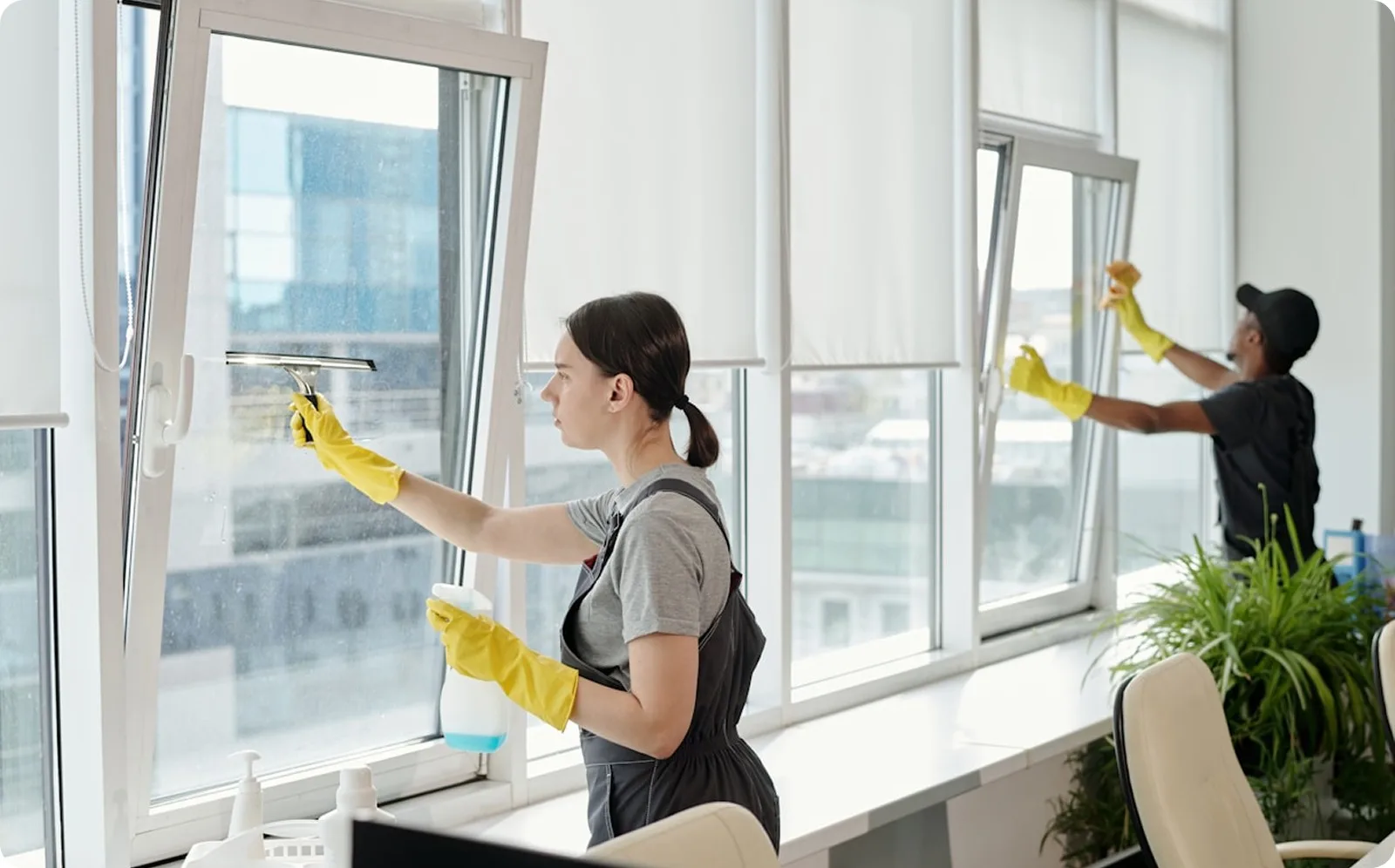 Streeploos gewassen raam met uitzicht